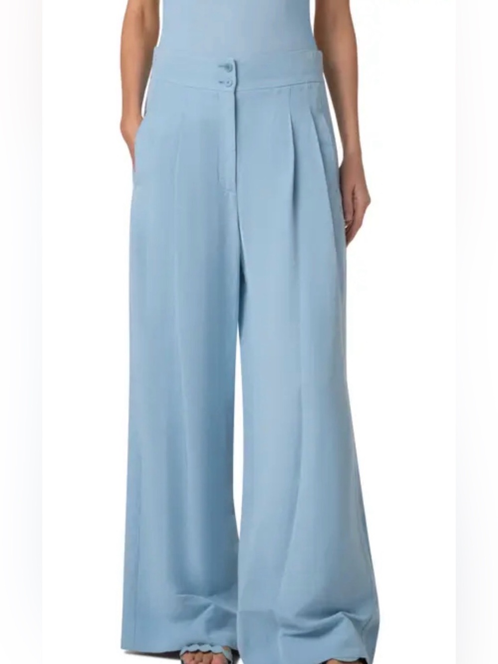 Wide Leg High-Waist Pants in Light Blue